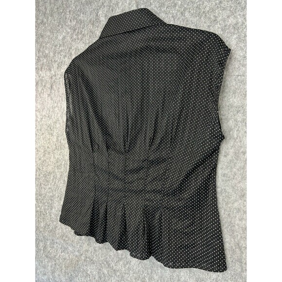 Rafaella Top Black Polka Dot Button Up Sleeveless Blouse Womens Size 14 Business - Picture 5 of 9